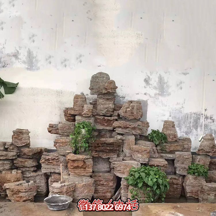 室內景觀設計，精美石雕塑擺放奇石假山