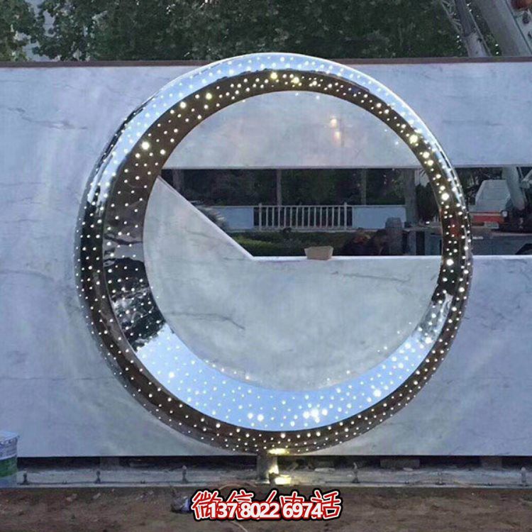 不銹鋼海豚景觀雕塑，提升酒店會所的抽象圓環氛圍