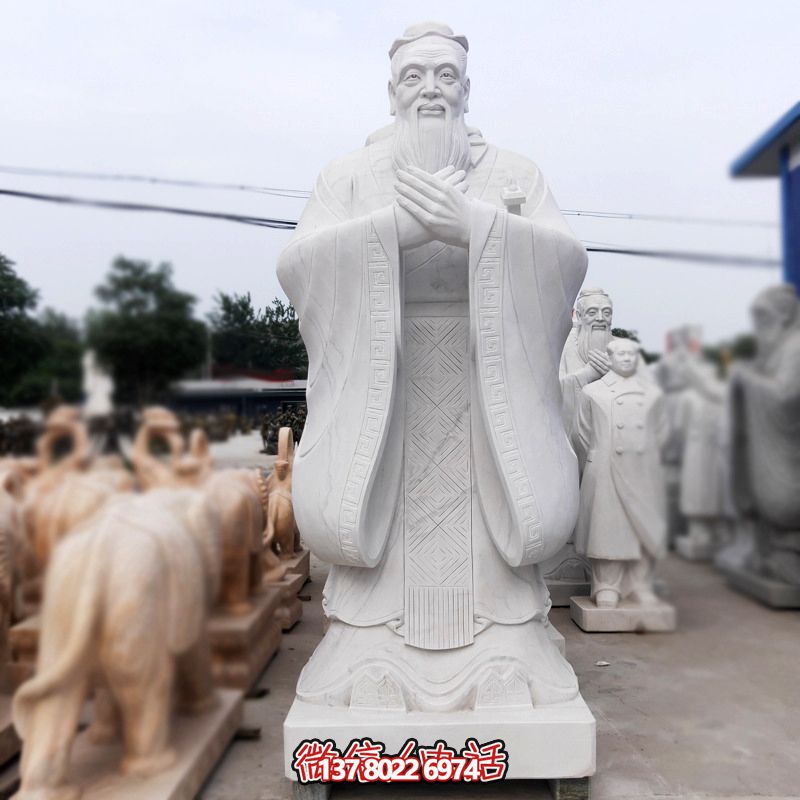 漢白玉孔子雕塑傳承中華文化，融入創(chuàng)意景區(qū)