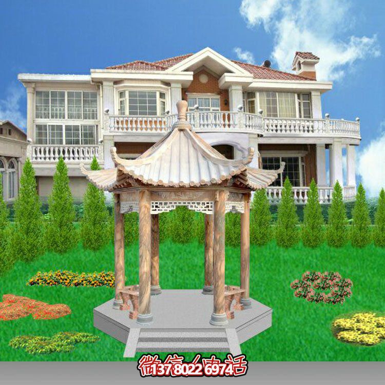 中式風(fēng)格涼亭，寧靜休息，美景欣賞