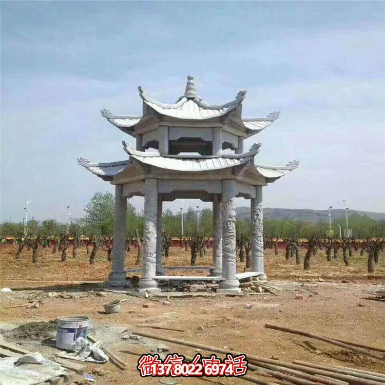 雙層雕塑涼亭，為景區、園林、戶外環境提供視覺美感