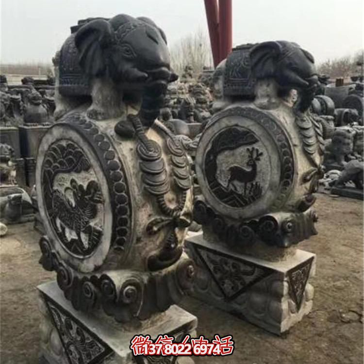 仿古青石大象雕塑，鎮宅安邸