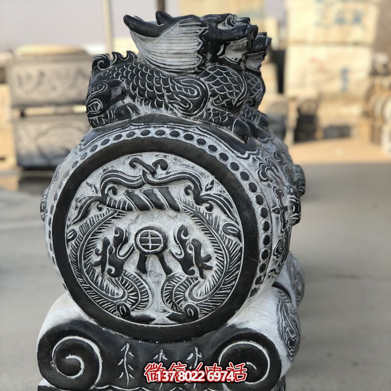 石雕門墩抱鼓石一對(duì)家用門口青石仿古做舊石鼓石墩貔貅雕塑