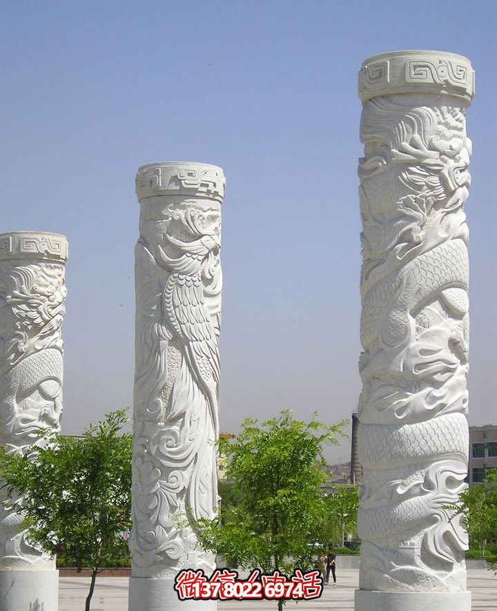 漢白玉花園廣場(chǎng)龍柱雕塑 漢白玉花園廣場(chǎng)龍柱雕塑