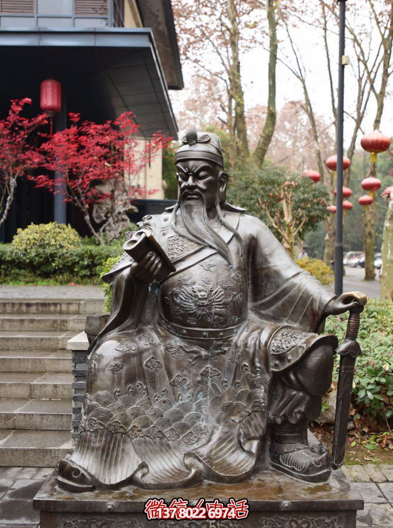 戶外景區(qū)看書的銅雕關公雕塑