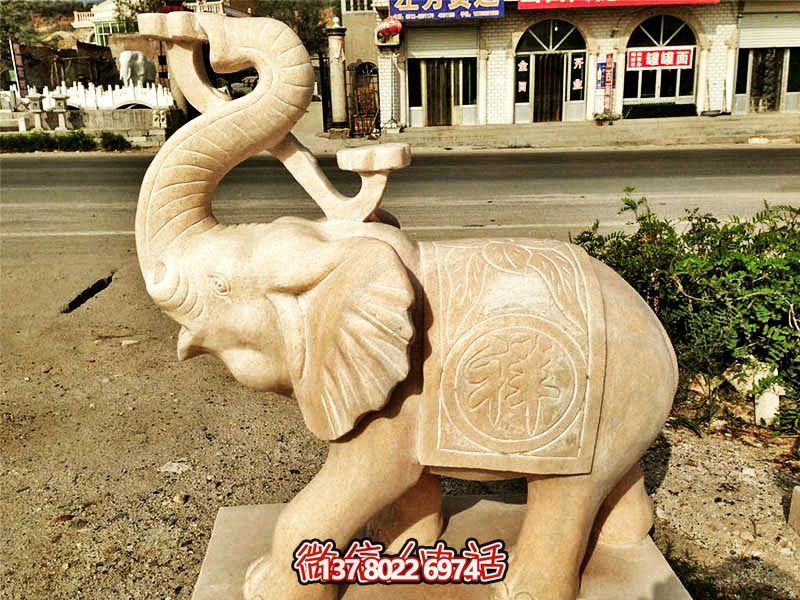 公園景區晚霞紅石雕大象雕塑 公園景區晚霞紅石雕大象雕塑