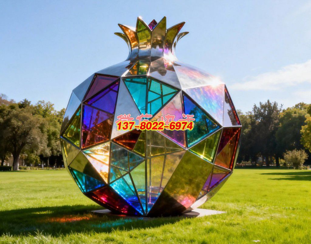 《晶簇同心?榴韻華章》：不銹鋼景觀雕塑凝萃石榴意象，織就民族團(tuán)結(jié)的絢爛符號(hào)